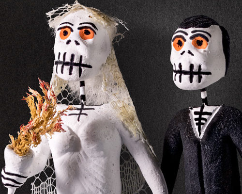 Skeleton bride and groom, Mexico.